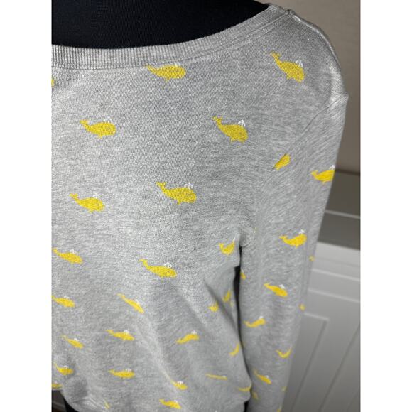 Wildfox Couture Small Gray Yellow Sweatshirt Nautical Whale Print Crew Neck Sz S - Picture 5 of 13